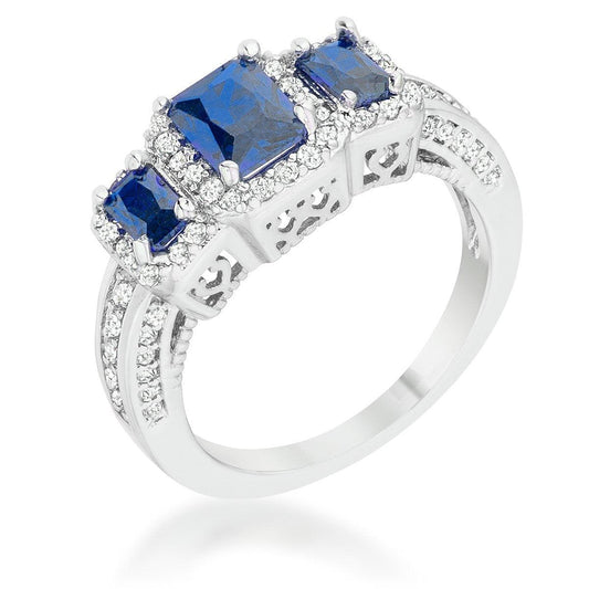 Rita 2.3ct Sapphire CZ Rhodium Classic Trio Ring freeshipping - Higher Class Elegance
