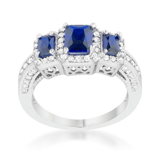 Rita 2.3ct Sapphire CZ Rhodium Classic Trio Ring freeshipping - Higher Class Elegance