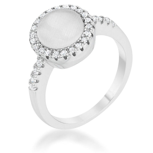 Patricia 0.3ct CZ White Cats Eye Rhodium Classic Ring freeshipping - Higher Class Elegance