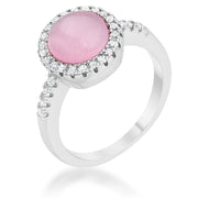 Patricia 0.3ct CZ Pink Cats Eye Rhodium Classic Ring freeshipping - Higher Class Elegance