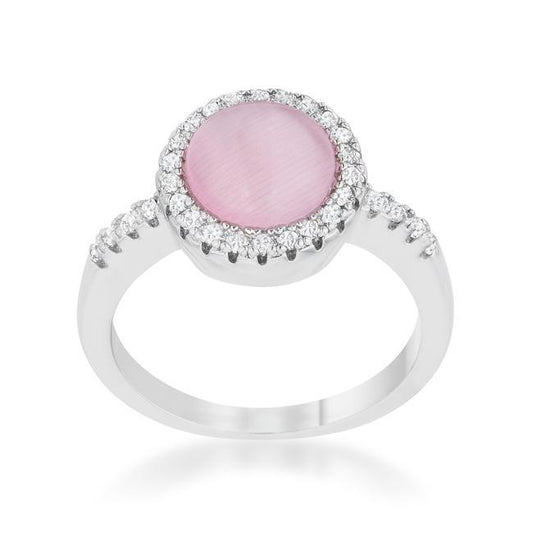 Patricia 0.3ct CZ Pink Cats Eye Rhodium Classic Ring freeshipping - Higher Class Elegance
