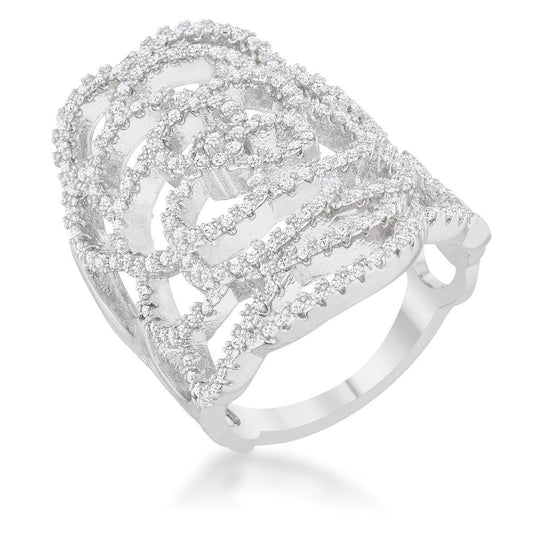 Rosa 1.25ct CZ Rhodium Filigree Cocktail Ring freeshipping - Higher Class Elegance