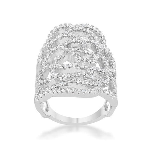 Rosa 1.25ct CZ Rhodium Filigree Cocktail Ring freeshipping - Higher Class Elegance