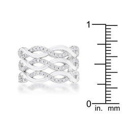 Contemporary 0.88ct CZ Rhodium Twist Wide Cocktail Ring freeshipping - Higher Class Elegance