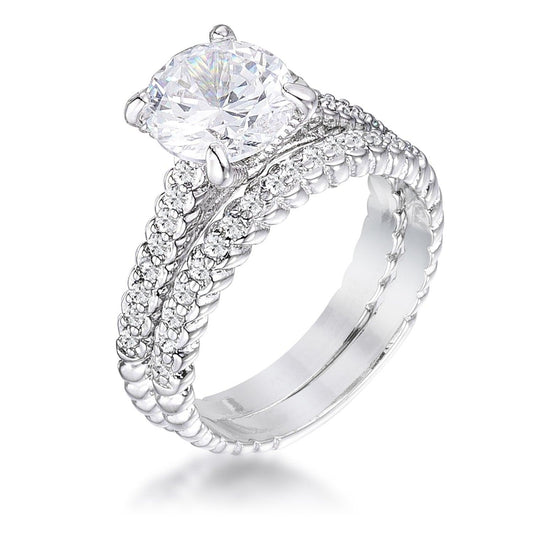 2.1Ct Rhodium Plated Baroque Style Wedding Set freeshipping - Higher Class Elegance