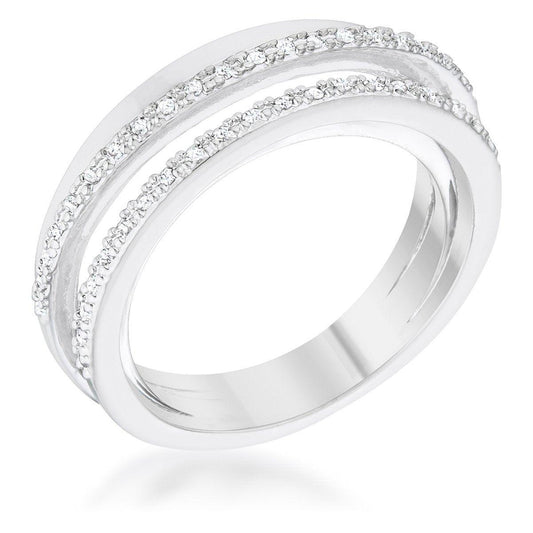 Lynn 0.25ct CZ Rhodium Twisted Trio Band Ring freeshipping - Higher Class Elegance
