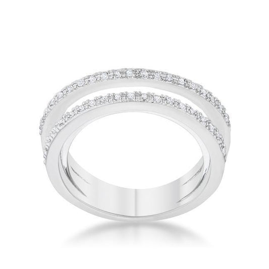 Lynn 0.25ct CZ Rhodium Twisted Trio Band Ring freeshipping - Higher Class Elegance