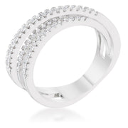 Laurie 0.2ct CZ Rhodium Contemporary Trio Band Ring freeshipping - Higher Class Elegance