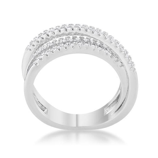 Laurie 0.2ct CZ Rhodium Contemporary Trio Band Ring freeshipping - Higher Class Elegance