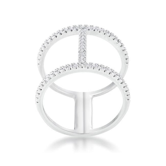 Christina 0.3ct CZ Rhodium Open Contemporary Wide Ring freeshipping - Higher Class Elegance