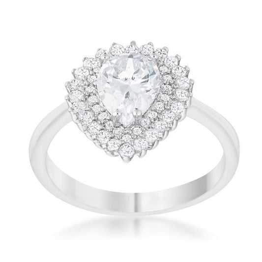 Susan 1.65ct CZ Rhodium Vintage Pear Shaped Ring freeshipping - Higher Class Elegance