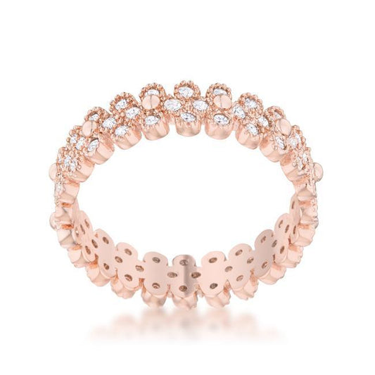 Clara 1ct CZ Rose Gold Textured Bezel Set Eternity Ring freeshipping - Higher Class Elegance