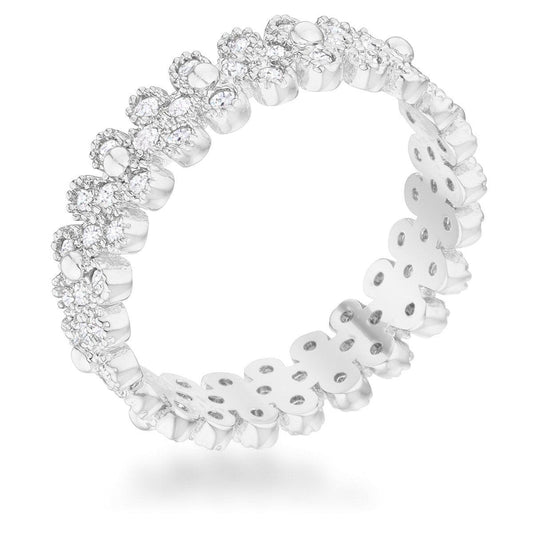 Clara 1ct CZ Rhodium Textured Bezel Set Eternity Ring freeshipping - Higher Class Elegance