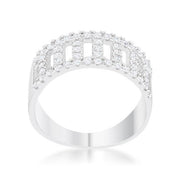 Rey 0.5ct CZ Rhodium Contemporary Band Ring freeshipping - Higher Class Elegance