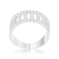 Rey 0.5ct CZ Rhodium Contemporary Band Ring freeshipping - Higher Class Elegance