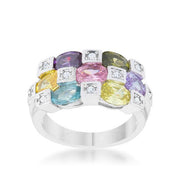 Mina 3.1ct Multicolor CZ Rhodium Cocktail Ring freeshipping - Higher Class Elegance