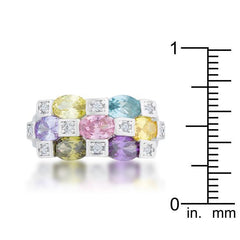Mina 3.1ct Multicolor CZ Rhodium Cocktail Ring freeshipping - Higher Class Elegance