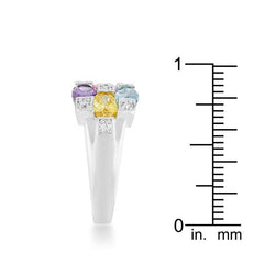 Mina 3.1ct Multicolor CZ Rhodium Cocktail Ring freeshipping - Higher Class Elegance