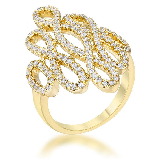 Natasha 0.94ct CZ 14k Gold Contemporary Cocktail Ring freeshipping - Higher Class Elegance