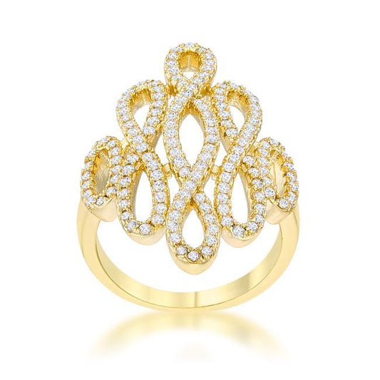 Natasha 0.94ct CZ 14k Gold Contemporary Cocktail Ring freeshipping - Higher Class Elegance