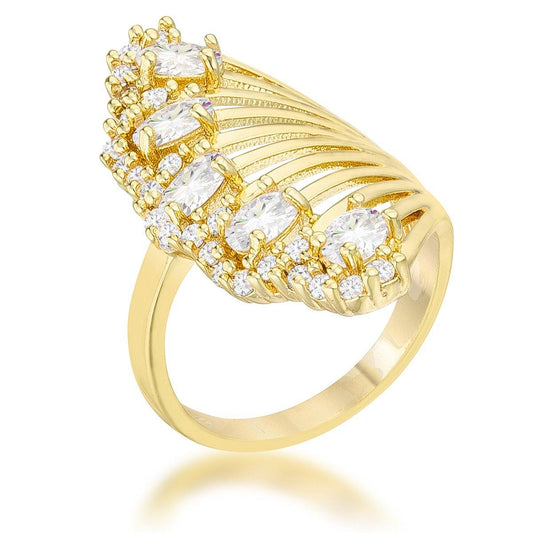 Natalie 2.15ct CZ 14k Gold Contemporary Cocktail Ring freeshipping - Higher Class Elegance
