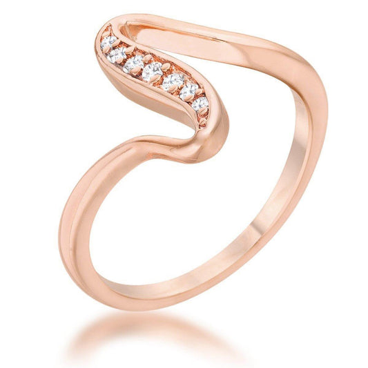 Sheryl 0.07ct CZ Simple Wave Ring freeshipping - Higher Class Elegance