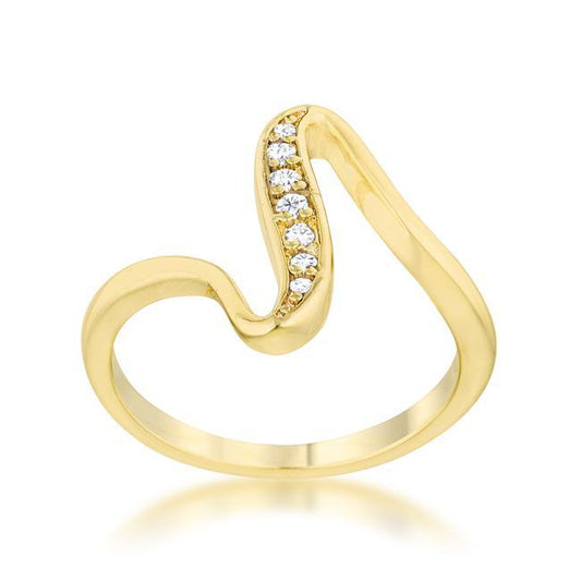 Sheryl 0.07ct CZ 14k Gold Simple Wave Ring freeshipping - Higher Class Elegance