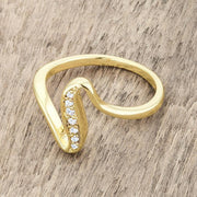 Sheryl 0.07ct CZ 14k Gold Simple Wave Ring freeshipping - Higher Class Elegance