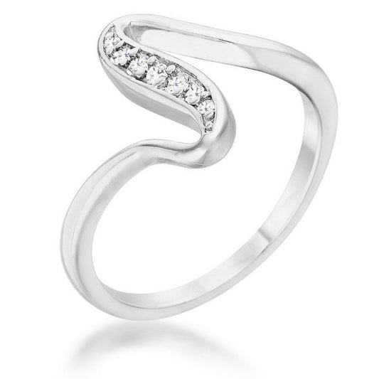 Sheryl 0.07ct CZ Simple Wave Ring freeshipping - Higher Class Elegance