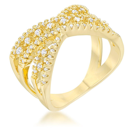 Sandy 0.37ct CZ 14k Gold Classic Criss Cross Ring freeshipping - Higher Class Elegance