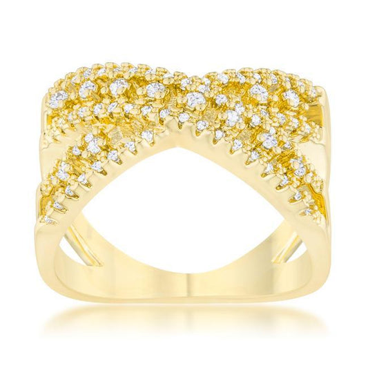 Sandy 0.37ct CZ 14k Gold Classic Criss Cross Ring freeshipping - Higher Class Elegance