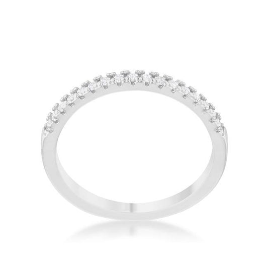 0.11ct CZ Rhodium Plated Classic Band Ring With Round Cut Cubic Zirconia In A Pave Setting freeshipping - Higher Class Elegance