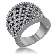 Brin 1.4ct CZ Hematite Wide Woven Style Ring freeshipping - Higher Class Elegance