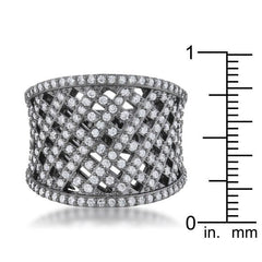 Brin 1.4ct CZ Hematite Wide Woven Style Ring freeshipping - Higher Class Elegance
