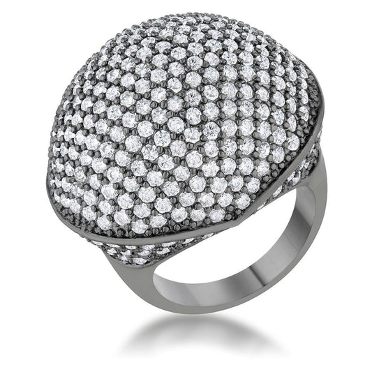 Dara 4.75ct CZ Hematite Dome Cocktail Ring freeshipping - Higher Class Elegance