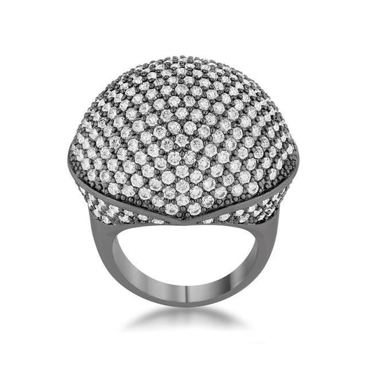 Dara 4.75ct CZ Hematite Dome Cocktail Ring freeshipping - Higher Class Elegance