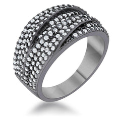 Kina 1.7ct Clear CZ Hematite Contemporary Cocktail Ring freeshipping - Higher Class Elegance