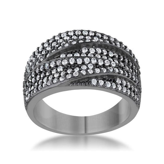 Kina 1.7ct Clear CZ Hematite Contemporary Cocktail Ring freeshipping - Higher Class Elegance
