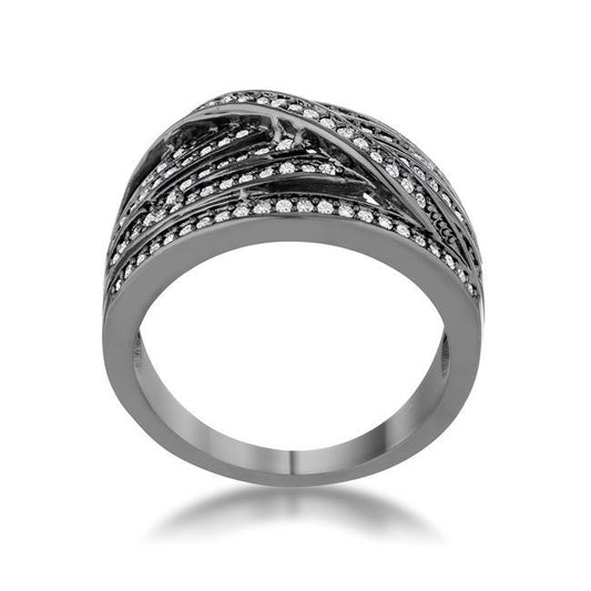 Shirah 0.75ct CZ Hematite Wide Statement Ring freeshipping - Higher Class Elegance