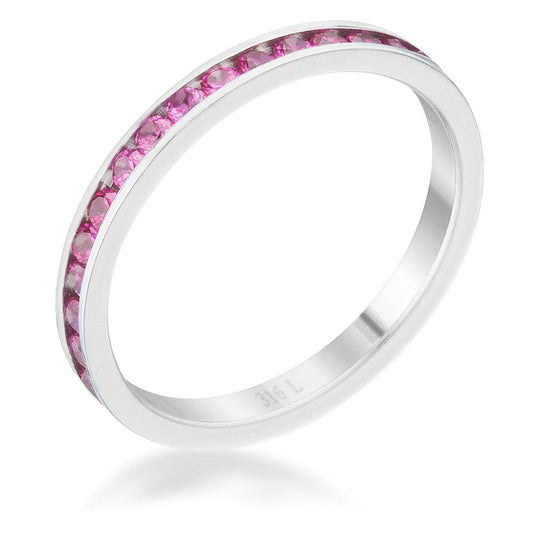 Teresa 0.5ct Ruby CZ Stainless Steel Eternity Band freeshipping - Higher Class Elegance