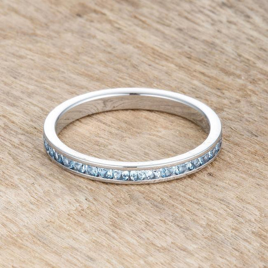 Teresa 0.5ct Blue Topaz CZ Stainless Steel Eternity Band freeshipping - Higher Class Elegance