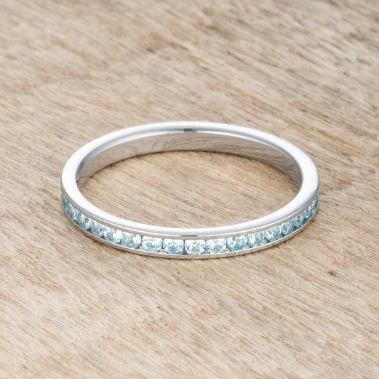 Teresa 0.5ct Aqua CZ Stainless Steel Eternity Band freeshipping - Higher Class Elegance