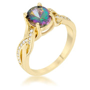 Justine 2ct Mystic CZ 14k Gold Classic Oval Ring freeshipping - Higher Class Elegance
