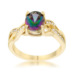 Justine 2ct Mystic CZ 14k Gold Classic Oval Ring freeshipping - Higher Class Elegance