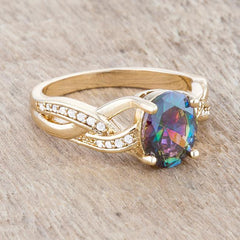 Justine 2ct Mystic CZ 14k Gold Classic Oval Ring freeshipping - Higher Class Elegance