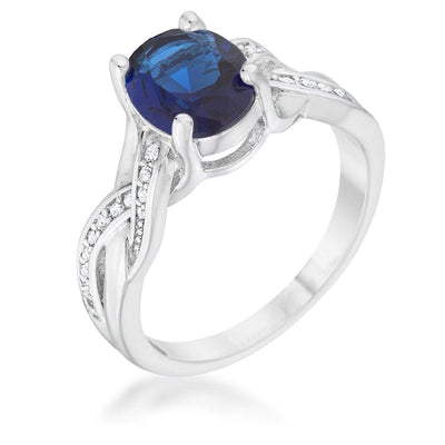 Justine 2ct Sapphire CZ Rhodium Classic Oval Ring freeshipping - Higher Class Elegance