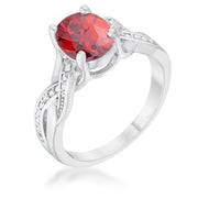 Classic 2ct Apple Red CZ Rhodium Plated Oval Ring freeshipping - Higher Class Elegance