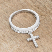 Christine 0.2ct CZ Rhodium Cross Charm Ring freeshipping - Higher Class Elegance