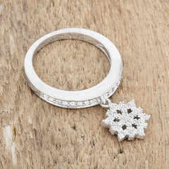 Snowflake 0.35ct CZ Rhodium Simple Holiday Charm Band Ring freeshipping - Higher Class Elegance