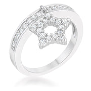 Star 0.25ct CZ Rhodium Simple Holiday Charm Band Ring freeshipping - Higher Class Elegance